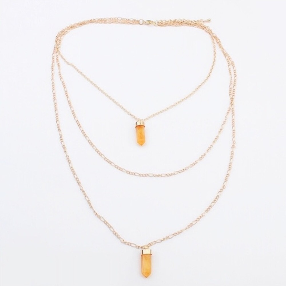 Multi strand Layered Agate Crystal Necklace - Picture 2 of 3
